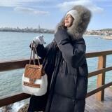 高级感炸街绿色大毛领中长款羽绒服女冬2024新款加厚90白鸭绒外套，女装羽绒服，昱儿e优优