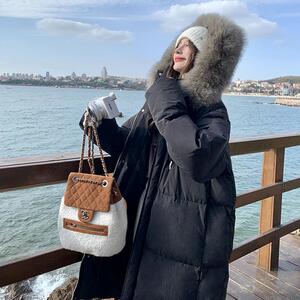 高级感炸街绿色大毛领中长款羽绒服女冬2024新款加厚90白鸭绒外套图片