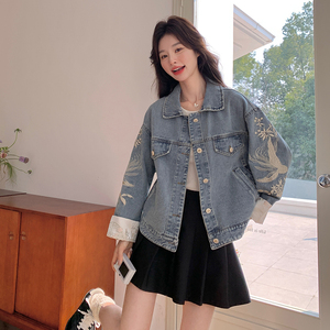 新中式刺绣牛仔外套女短款2025春季新款独特漂亮设计感休闲夹克图片