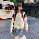 美式学院风短款撞色棒球服外套女春秋超火好看高级感小众夹克上衣，女装短外套，昱儿e优优