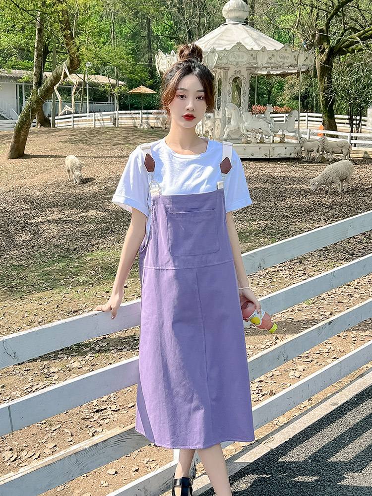 超好看多巴胺紫色背带裙连衣裙女夏2025新款学院风小个子,女装孕妇装,昱儿e优优