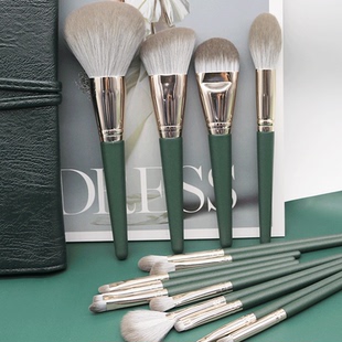 14支绿色化妆刷套装初学者全套刷沧州超软散粉刷粉底刷眼影刷唇刷