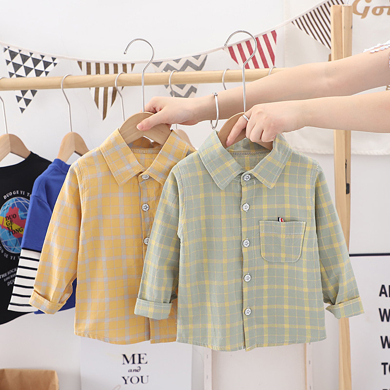 童装男童格子衬衫洋气2022春秋新款儿童上衣小孩男宝宝长袖衬衣潮在类目 童装/婴儿装/亲子装, 衬衫中 - 来自Buy2taobao.com提供专业的淘宝代购服务