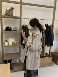 6号现货~ 【SEMICOLONS】两色休闲韩系风衣(配可拆帽子)  H197