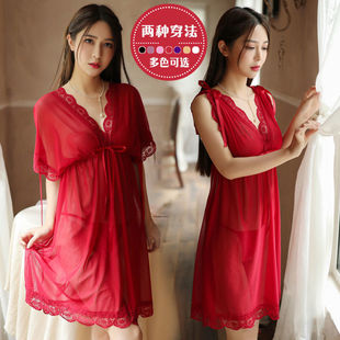 睡衣女性感大码 诱惑200斤胖mm蕾丝吊带纯欲透视睡裙女