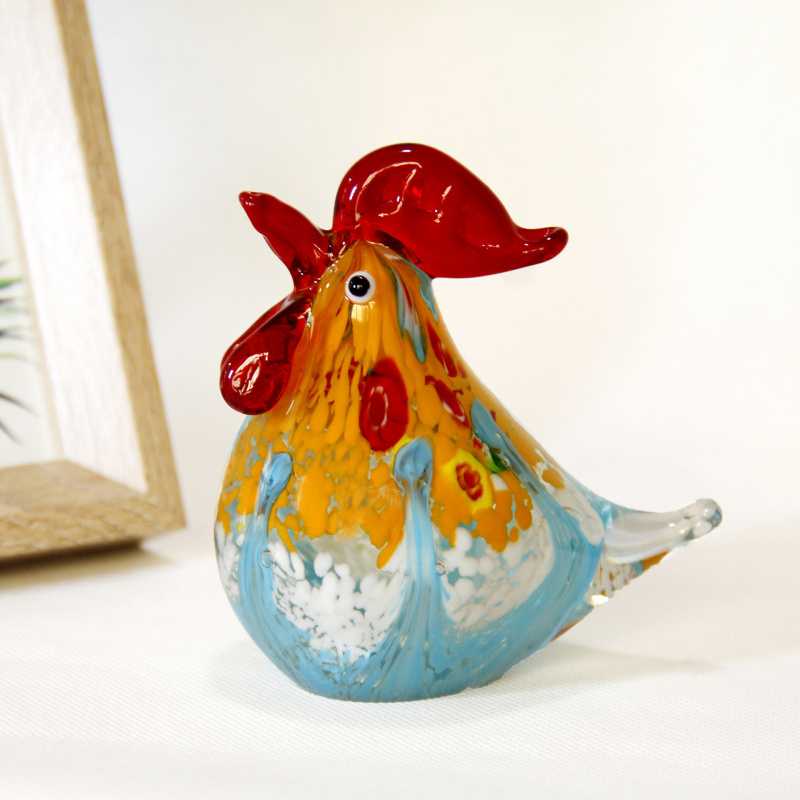 淄博琉璃水晶鸡摆件36