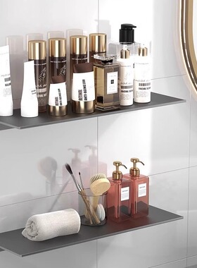 厨房太空铝置物架壁挂式一字板浴室卫生间洗漱台免打孔收纳架