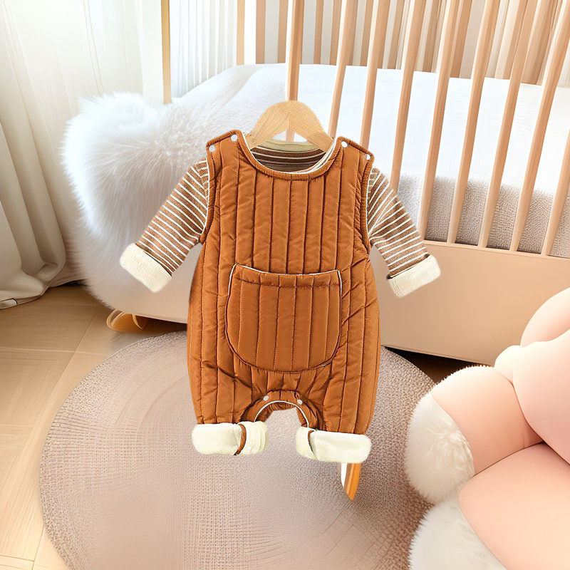 宝宝秋冬夹棉连体裤清甜布丁款