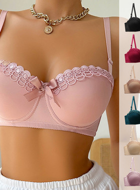 2026文胸绣花蝴蝶有钢圈内衣防滑时尚女士性感大胸显小胸罩