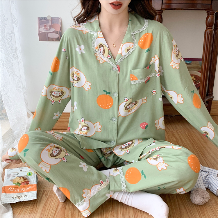 棉绸长袖开衫宽松休闲大码家居服