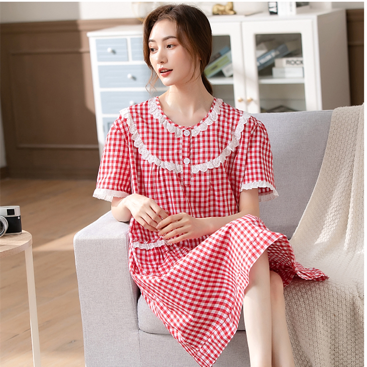 睡裙女梭织纯棉布睡衣家居服