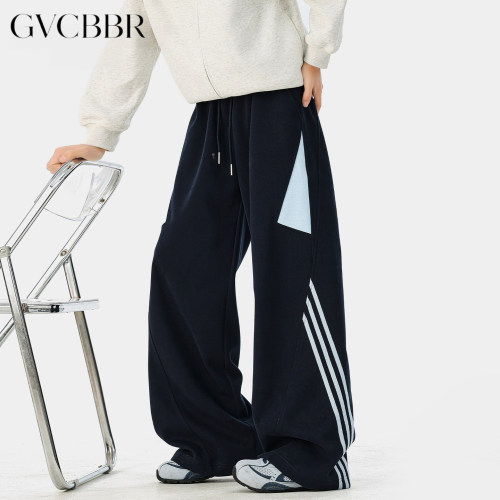 GVCBBR美式潮牌重磅撞色阔腿卫裤