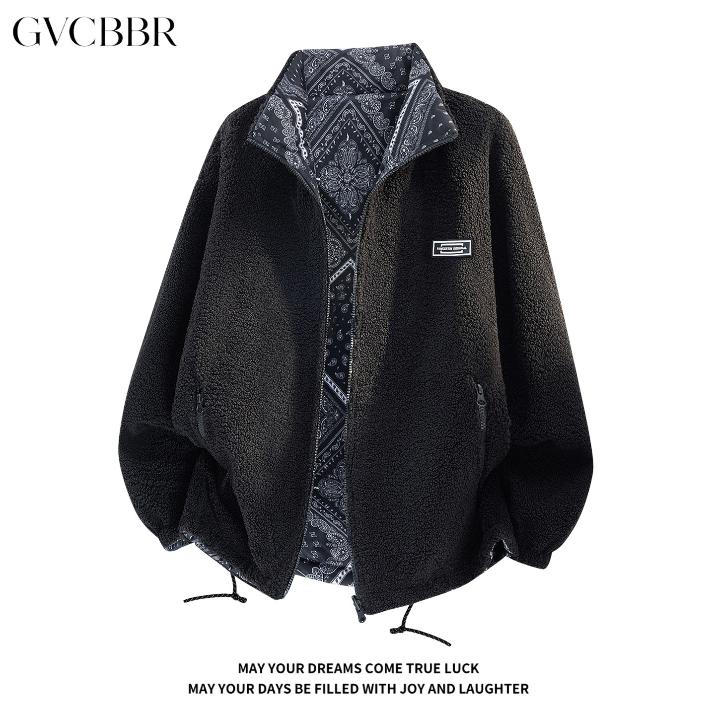 GVCBBR秋季复古立领羊羔毛夹克男