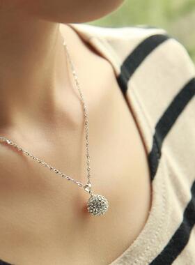 炫彩纯银项链满钻圆球吊坠百搭