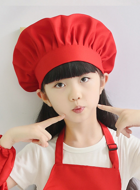 儿童纯棉厨师帽烘焙帽子白色帽子logo幼儿帽子舞台演出小孩厨师帽