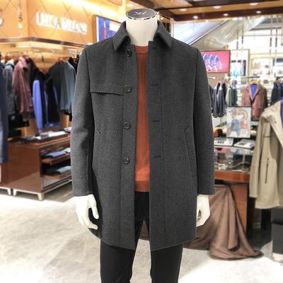 路卡迪龙秋冬新款中长款翻领商务绅士男装风衣羊绒大衣168192002