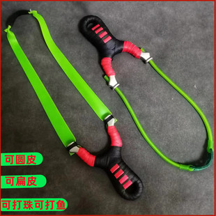 不锈钢顶卡弹弓圆皮扁皮两用速射估打射鱼户外精准竞技实用弹弓