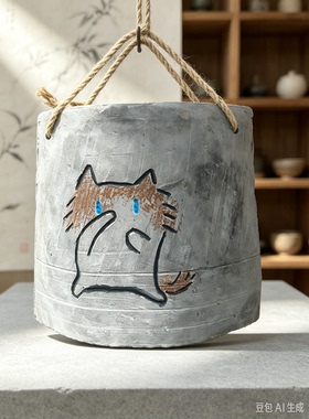 瓦片画雕刻绘画福挂件花园户外墙壁装饰月薪猫