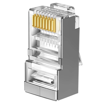 tp-link超五类带屏蔽网络网线水晶头rj45工程级镀金100个CAT5e