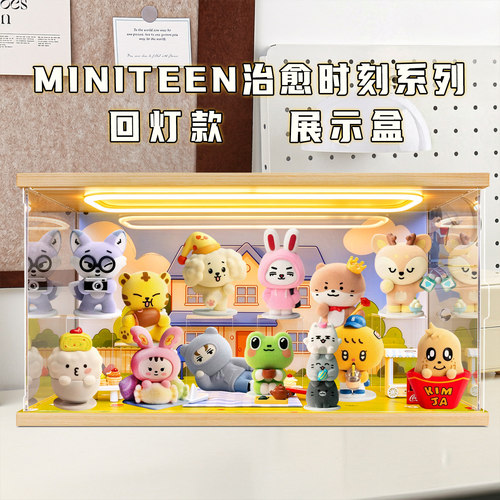 适用泡泡玛特MINITEEN治愈时刻系列手办盲盒防尘场景回型灯展示盒