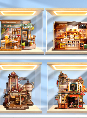 适用若客 若来diy小屋礼物工厂姜饼屋旋转木马小熊餐吧防尘罩展示