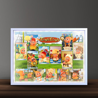 适用泡泡玛特星星人123系列手办三代盲盒主题相框收纳场景展示盒