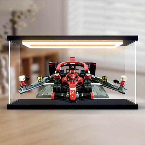适用乐高60443法拉利 F1赛车维修站积木防尘罩回型灯收纳盒