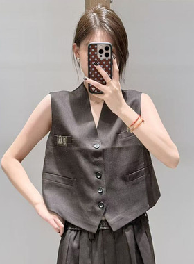 【现货】FIZZFLY | 25冬季设计师品牌新款深棕格纹马甲