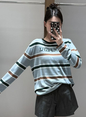 【现货】FIZZFLY | 25设计师品牌新款 25秋季咖绿彩条圆领毛衣