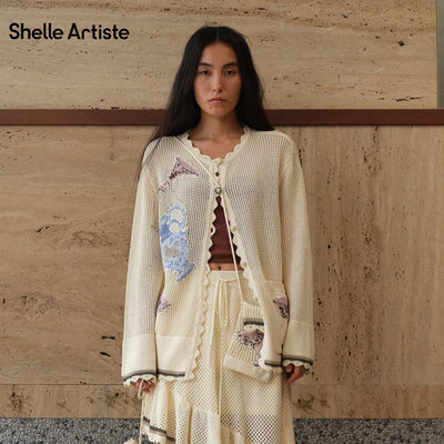 【现货】SHELLE ARTISTE26春季新款松弛感手工钩花干杯吧毛织开衫
