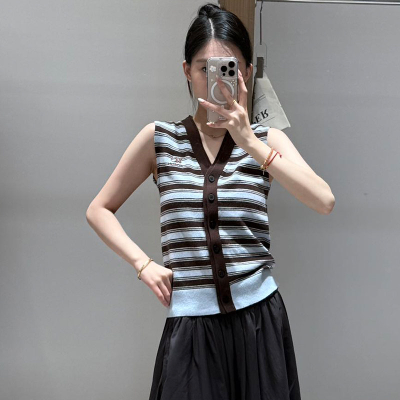 【现货】AVVENN设计师品牌新款 25年秋季撞色横条纹针织马甲