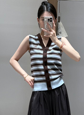 【现货】AVVENN设计师品牌新款 25年秋季撞色横条纹针织马甲