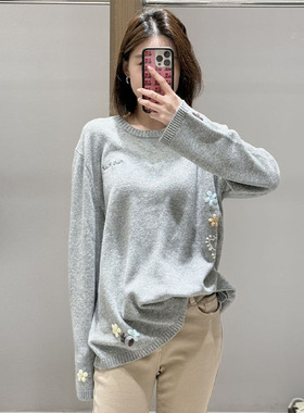 【现货】FIZZFLY | 25冬季设计师品牌新款小花刺绣羊毛圆领毛衣