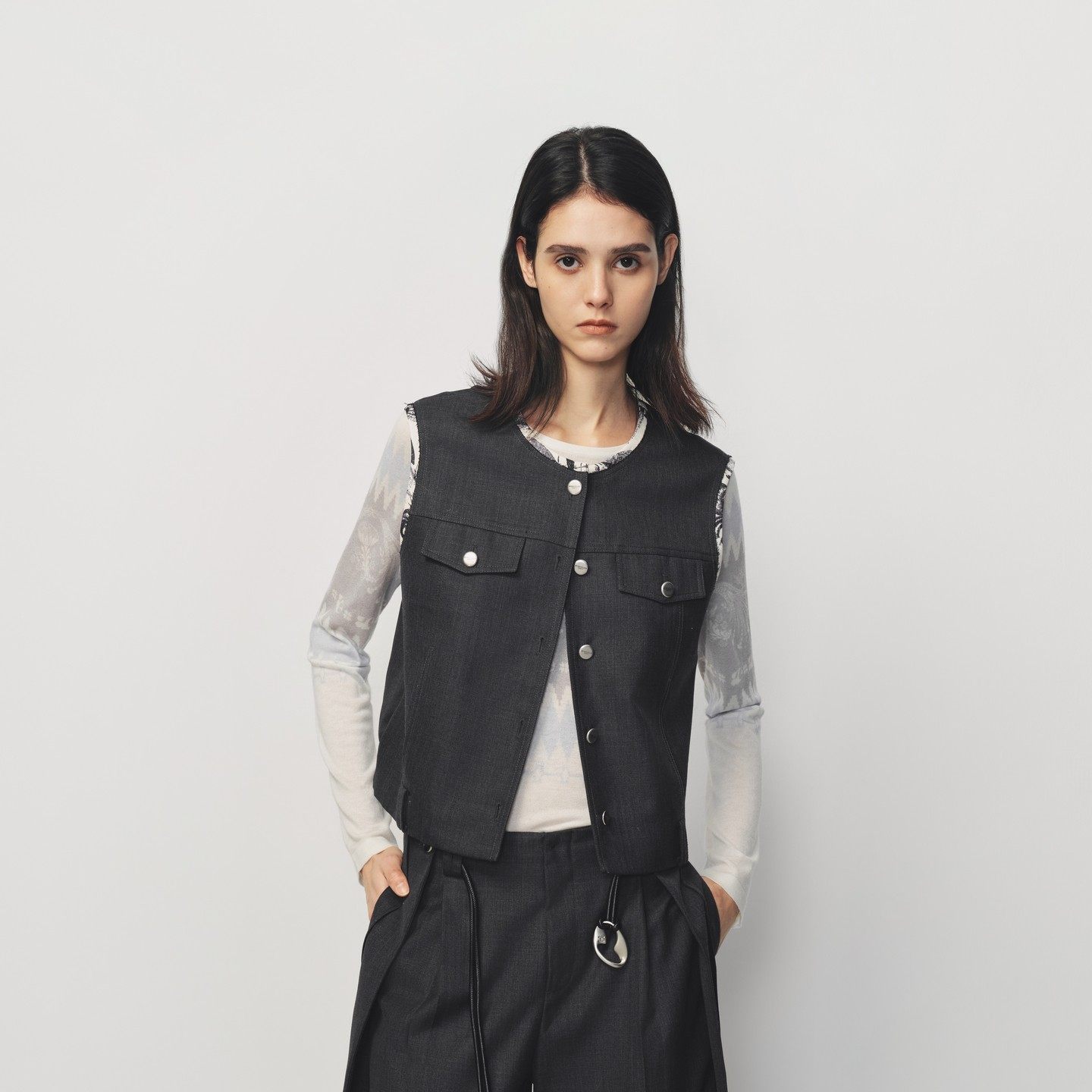 【现货】AVVENN 设计师品牌26早春新品无袖撞色包边马甲