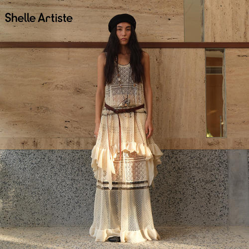 【现货】SHELLE ARTISTE26春季新款镂空手工钩花跳舞吧背心连衣裙