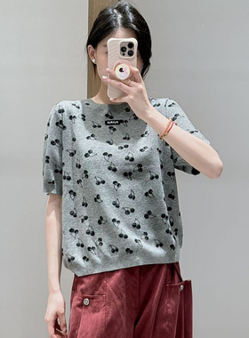 【现货】FIZZFLY | 25设计师品牌新款秋季樱桃提花圆领针织短袖