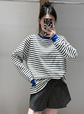 【现货】FIZZFLY | 25设计师品牌新款 25秋季领口拼色条纹T恤