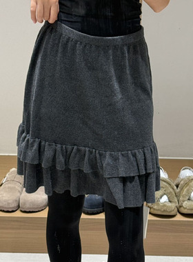 【现货】FIZZFLY | 25冬季设计师品牌新款荷叶边抽绳针织短裙