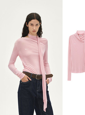 【现货】AVVENN2025冬季新品设计师款飘带长袖长袖高领上衣