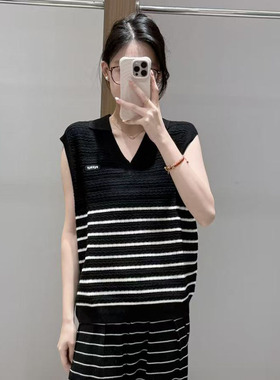 【现货】FIZZFLY | 25冬季设计师品牌新款条纹POLOV领背心