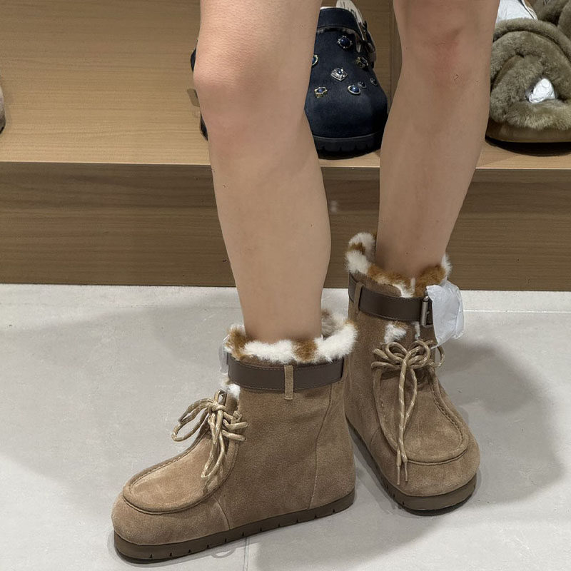 【现货】AVVENN设计师款毛里造型袋鼠鞋风女鞋短靴