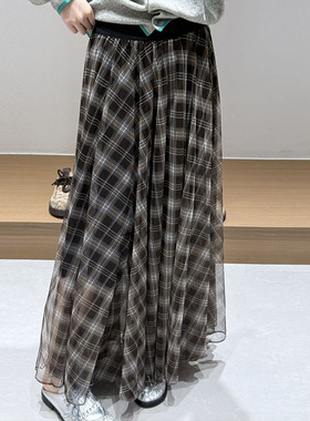 【现货】FIZZFLY | 25设计师品牌新款 25秋季网纱格子长裙