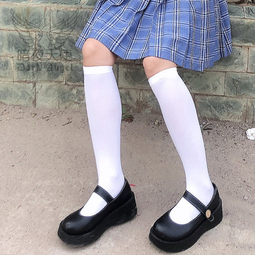 袜子女ins潮风白色过膝中筒袜