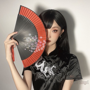 中国风古典随身红色折扇舞蹈全竹小扇子女日式跳舞旗袍国潮汉服装