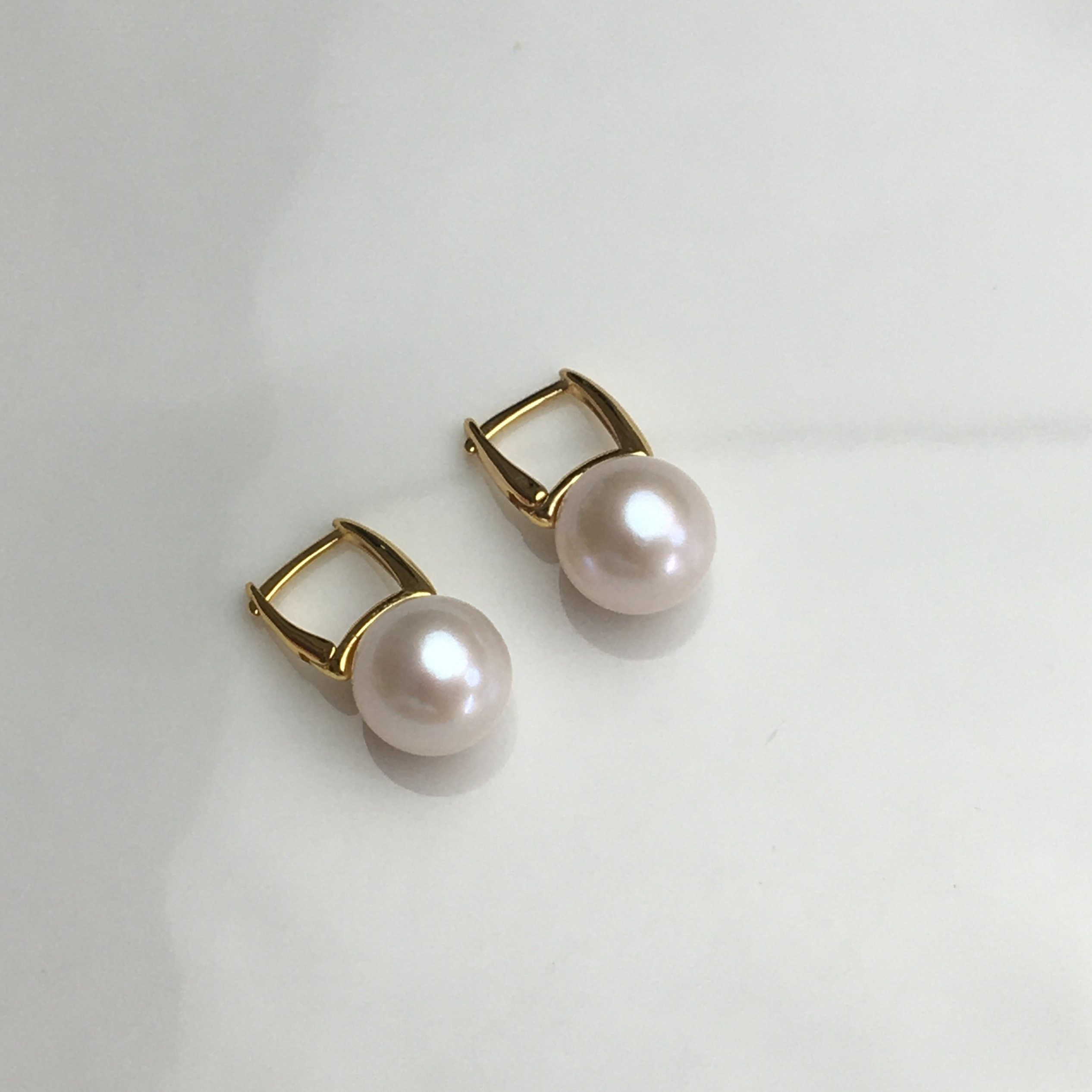 天然正圆无核强光淡水珍珠水桶耳环S925纯银耳扣经典M家同款耳饰