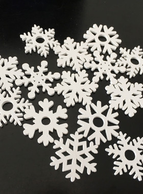 50粒/包3.5cm白色雪花圣诞系列木片手工diy木质工艺品幼儿园装饰