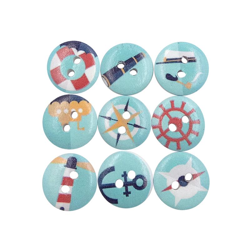 50粒/包15mm白底海军系列diy纽扣