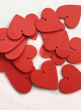 50粒/包40mm木质红色爱心木片桃心彩绘木挂件婚庆DIY手工辅料签名