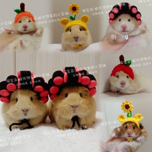 【威化饼家】金丝熊荷兰猪宠物头套仓鼠帽子佛祖帽花枝鼠包租婆