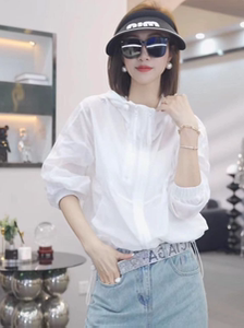 欧货时尚双拉链连帽外套女2024春夏宽松户外薄款防晒开衫休闲上衣